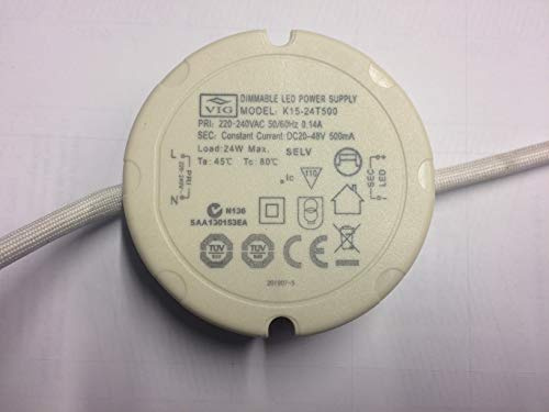 VIG LED Driver dimmbar 24W 20-48V 500mA K15-24T500 Treiber rund Power Supply