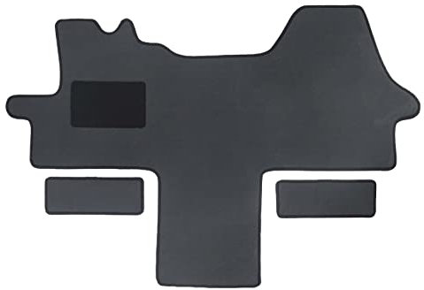 Alpha-Tex Fußmatten-Set für Peugeot Boxer, Typ alle Sitzvarianten (Baujahr 2006-2024), Deluxe grau | 1-tlg + 2 Trittstufenmatten | Umrandung schwarz