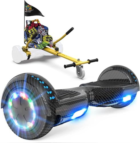 GeekMe Hoverboards mit Sitz, Hoverboards Hoverkart,Hoverboards Go-Kart mit Bluetooth-Lautsprecher LED-Leuchten, Geschenk für Kinder Jugendliche Erwachsen