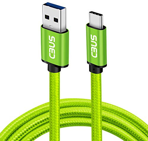 CBUS 1m Heavy-Duty Braided USB C Charger Cable Compatible with iPhone 15/Pro/Max/Plus, iPad Pro, iPad Air (2022/2021/2020), Samsung Galaxy Tab S8/S8+, S7 FE, S7/S7+, S6 Lite, Steam Deck (Green)