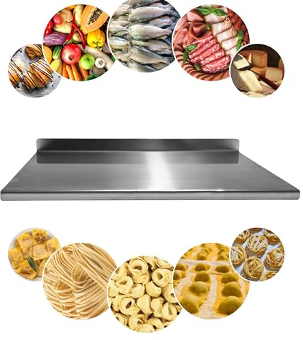 PRM Acciai Tagliere Acciaio Inox - Tagliere da Cucina e Spianatoia Acciaio Inox per Impastare Pizza, Pane, Pasta Sfoglia, Cioccolato e Dolci 600x560 Piega 20mm Alz. 40