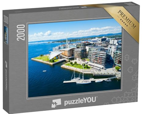 puzzleYOU: Puzzle 2000 Teile „Osloer Hafen: Stadtteil Aker Brygge, Oslo, Norwegen“ – aus der Puzzle-Kollektion Oslo