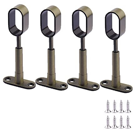 AYGCI 4 Stück Stangenhalterung Edelstahl Verstellbare Schrankrohrhalter Gardinenstangenhalter Hängestangen Flansch Rohr Kleiderstange Pole Auflageträger Für Kleiderschrank
