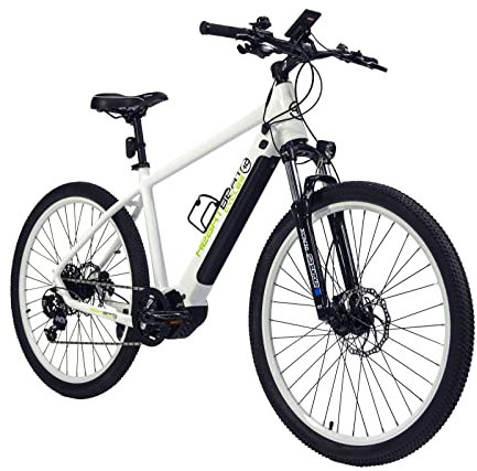 Highphoria Elektrofahrrad Erwachsene 27.5 Zoll, 250W 25 km/h E-Bike mit Batterie, Starker Motor, Kettenschaltung, E-Mountainbike mit Hydraulische Federgabel Pedelec(Weiß-Weiß)