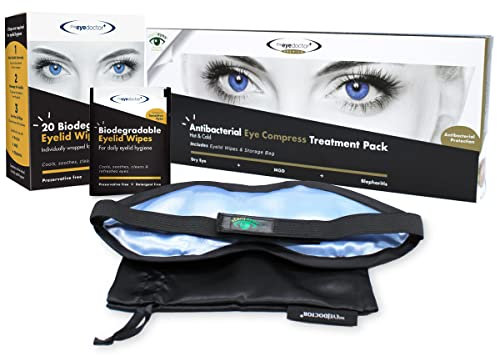 The Eye Doctor Premium-Behandlungsset – Wiederverwendbare Kompresse Für Heiße Kalte Augen & 40x Biologisch Abbaubare Augenlidtücher Für Trockene Augen, Blepharitis & Mgd – Mikrowellenfeste Maske