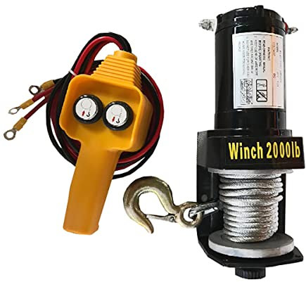 SATUREY Winches Eléctricos, Recuperación Eléctrica De Cabrestante 12V/24V, Cabrestante De Camión Eléctrico 8M, para Camión De Remolque De Bote De Carga ATV,2000lbs,12V
