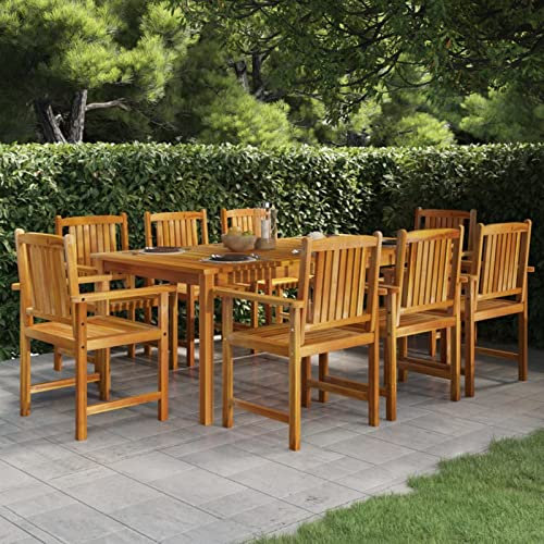 Tidyard 9-TLG. Garten Essgruppe Holz, Sitzgruppe Massivholz Esstisch & 8 Stühle, Terrassenmöbel Gartenmöbel Set Massivholz Akazie