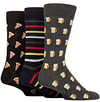 SockShop Lazy Panda Herren Neuheit Socken aus Bambus Packung 3 Bier & Pizza 40-45