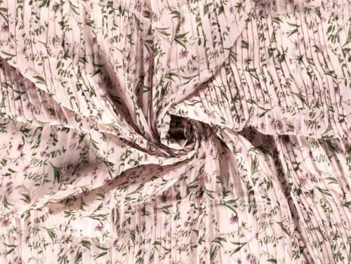 Plissee-Stoff, Chiffon, Blumenmuster, Pink, Meterware