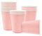 Lot de 16 gobelets jetables en carton pour boissons froides/chaudes, de couleur unie, pour enfants, adultes, anniversaires, barbecues, pique-niques, fêtes prénatales, fournitures de fête roses