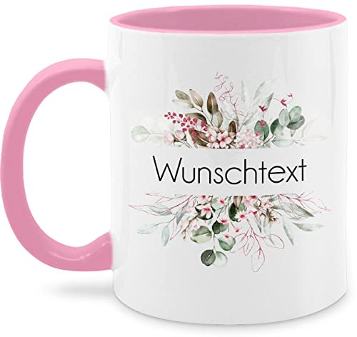 Tasse Tassen 325ml - Aufdruck selbst gestalten - Wunschtext I Geschenk personalisiert I Geschenk Weihnachten - 325 ml - Rosa - kaffeetasse fürs büro custom mug personalisierte blume kaffeebecher