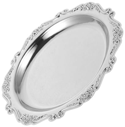 Charger Plate Metal Dinner Plate Round Serving Plate Salad Plate Cake Dessert Plate Platter for Party Favors 8inch Silver