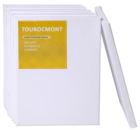 10er Set Leinwand 13x18 cm Bespannt Keilrahmen aus 100% Baumwolle 380 g/m² Leinwände zum bemalen 100% Säurefrei weiß grundiert für Acrylfarbe, Ölfarbe, Gouache, Aquarell