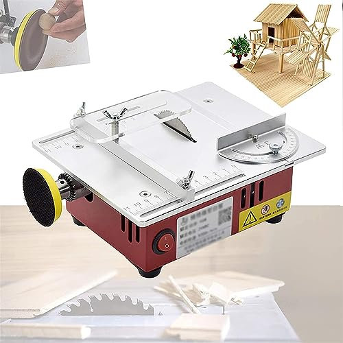 HSRG Multifunctional Table Saw, Bench-Top Circular Saw with Polishing Function, Saw Blade Can Raised Lowered, for DIY Handmade Model, Small Cutting Machine for Plastic, Wood, Stone Cutting Etc