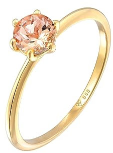 Elli Ring Damen Verlobungsring Solitär mit Morganit in 585 Gelbgold