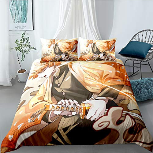 WOLWES Japanische Anime-Charaktere BettwäscheAnime Bettwäsche-Set, Bettbezug Für Jugendliche Cartoon Mikrofaser 3D Drucken Bettbezug (C5, 135×200cm)