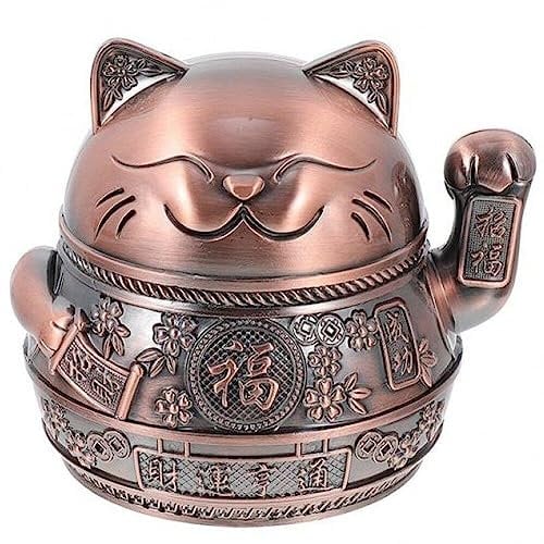 Vepoty Vintage winddichter Aschenbecher, japanische Glückskatze, Zigarettenaschenbecher, Desktop-Zigarettenstummelbehälter für den Heimgebrauch
