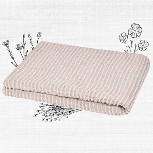 Leinen & Baumwolle Handtücher Beige - 50x70cm Premium Gästehandtücher, Öko Oeko-Tex Zertifiziert Badetuch, ideal für Strand, Yoga, Reisen, Baden, Hamamtuch Sauna Towel, Kleine Badehandtuch Duschtuch