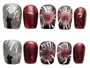 10Pcs Cat Eye Handmade Press On Nails with Gradient Design False Nails Full Cover Ballerina Wearable Artificial Nail Tips (Color : 8, Size : M)
