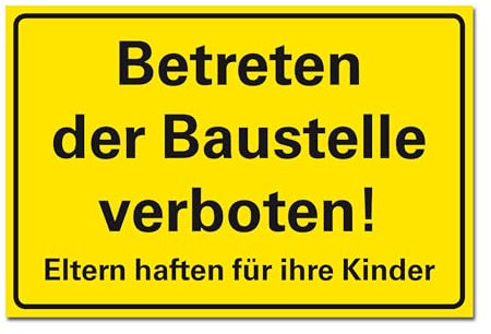 Betreten der Baustelle verboten Schild Hinweisschild PVC 300 x 200 x 3 mm Vorgebohrt B1-Zertifiziert