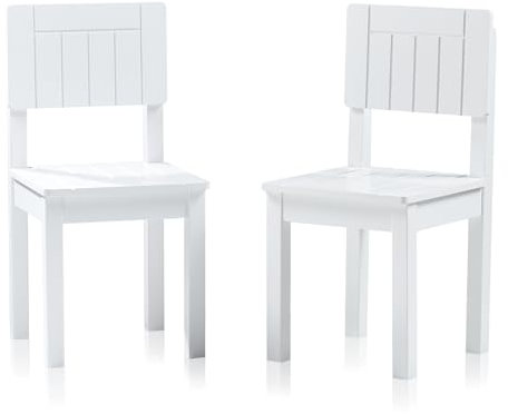 KHG Kinderstuhl, 2er Set weiß Landhaus für Kinderzimmer, Pflegeleichte Oberfläche, robust, kindgerechte Höhe 59 x 29 x 29 cm