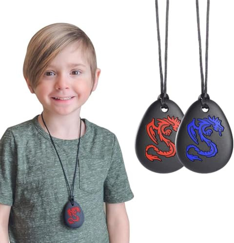2PCS Kaukette für kinder,Kau-Beißring-Halskette,Faukette für kinder adhs oder Erwachsene,Sensorische Kau-Halskette,Chew Necklace,Langlebiges und starkes Silikon-Kauspielzeug für Jungen und Mädchen