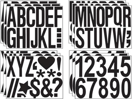 Thoquene 12 Blatt Buchstaben Aufkleber, 10cm Vinyl Groß Klebebuchstaben Wetterfest für Postfach,Schilder,Fenster