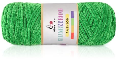 Aeelike 200g Warme Chenille Wolle zum Häkeln, Flauschige Dicke Garn zum Handstricken, Samt Velvet Babywolle zum Stricken, Weich Plüschwolle für Amigurumis Babydecke, Fruchtgrün