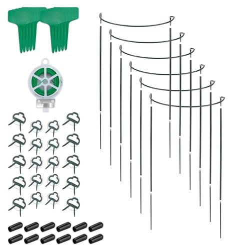 Homvvi Metal Garden Plant Support Hoop Bow Half Round Stake 25cm x 60cm (Pack of 6), with 30m Plant Twine Garden Twist Ties, Gardening Accessories