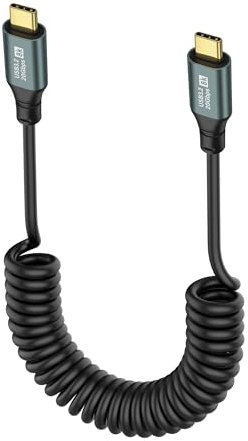 SinLoon Cable en Espiral USB C 3.2 Tipo C 20 Gbps PD 100 W 8K @ 60 Hz - Cable de Carga Rápida y Datos para Teléfono, Tableta y Otros Dispositivos USB C - 1,8 M (Male to S)