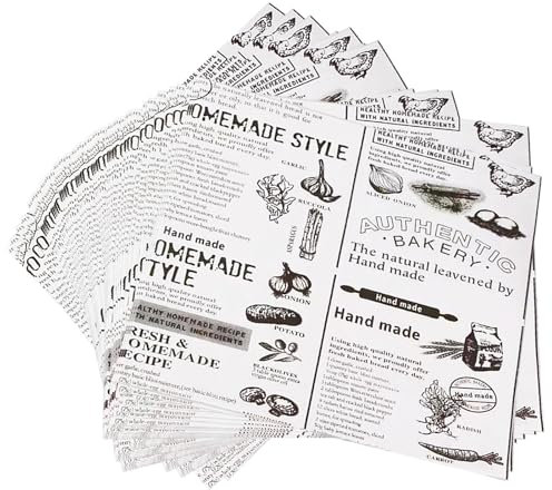 Burger Papier, 100 Blatt Deli Papierblätter, 18x18cm Sandwich Wrap Papier Backpapier Zeitungsoptik Brotpapier Käsepapier für Lebensmittel Butter Käse Sandwich Burger Pommes