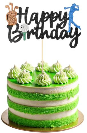 Golf Happy Birthday Kuchen Topper, Sport Theme Golf-Kuchenaufsatz, Sportthema Golf Dekoration, Happy Birthday-Kuchenschild, Kuchenaufsatz für MäNner Mann, Geburtstag Party Supplies