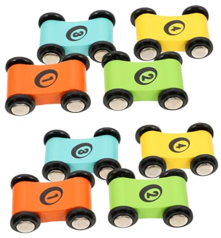 ERINGOGO 8 Pièces Jouet Toboggan en Bois cotillons de Voiture de Course Jouet Bois Enfant Jouet Enfant Jouets garçon Jouet en Bois Voiture pour Tout-Petit Mini modèle de Voiture en Bois