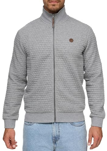 Indicode Herren Bermie Sweatjacke Cardigan mit Stehkragen & Reisverschluss | Moderne Sweatjacke mit Stehkragen und bequemer Passform, Cardigan, Freizeitjacke, Zip Jacke, Herrenstrickjacke für Männer