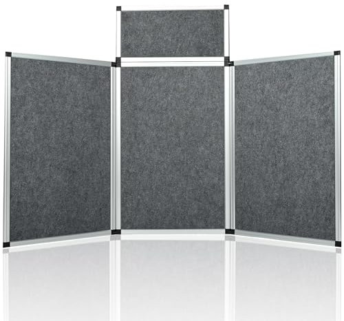 Nisorpa Graue Messe-Tafel mit 3 + 1 Paneelen, groß, zusammenklappbar, 179,8 x 80,9 cm, 4 Paneele, einseitig, Tischdisplay