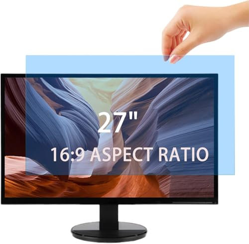 PaceBid Protector de Pantalla extraíble de 27 Pulgadas con Bloqueo de luz Azul, película antideslumbrante, Protector de Pantalla Anti-UV para Monitor de Escritorio de 27 16:9