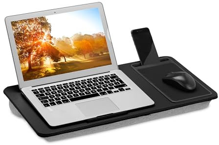 Relaxdays Laptopkissen, Laptopablage, HBT 5,5 x 58 x 30,5 cm, Laptopunterlage für Bett, Tragegriff, schwarz