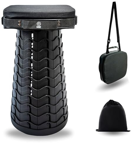 Cleverstool Tabouret Pliant Portable avec Coussin | Télescopique, rétractable, léger & Compact | Charge Maxi 220 kg | Tabouret de Camping, pêche, Chasse, BBQ, activités Plein air