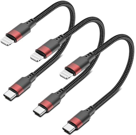 USB C auf Lightning Kabel Kurz, [MFi Zertifiziert] 3 Stück Geflochten USBC Lightning Ladekabel 30cm, 0.3m Typ C iPhone Kabel Kurz Schnellladen für iPhone 14 13 12 11 Pro Max Plus Mini XR XS SE