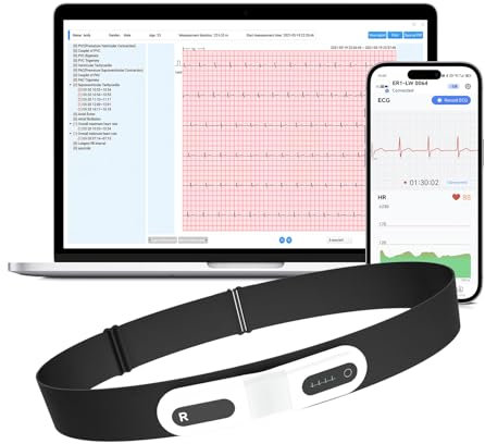 CheckMe ER1-LW 72 Stunden Langzeit-EKG Gerät mit AI-Analyse | EKG Gerät für Zuhause, EKG-Ereignismarker-Funktion, App & PC-Software, Kompatibel mit Allgemeine Elektrodenpads
