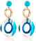 LILIE&WHITE Damen Acryl Ohrringe, Modische Hängende Ohrringe mit Blauem Design, Hypoallergen, Geschenkidee für Frauen, Nicht Verblasst