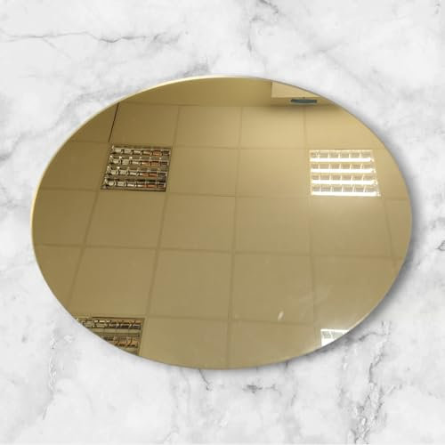 AtHaus Acrylspiegel 3 mm Acrylglas Spiegelfliesen, Zuschnitt Rund - Ø 300 mm, Farbe: Gold, Dekorative rahmenloser Kunststoffspiegel, Größen und Zuschnitt nach Wunsch