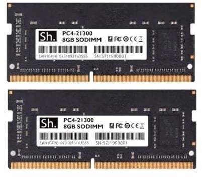 SH. Memoria RAM DDR4 16GB Kit (2X 8GB) SODIMM 2666MHz para ordenator portátil – CL19, 1.2V, PC4-21300, 260 Pines – Compatible con Notebook, ultrabook, Mini PC DDR4 SO-DIMM 16 GB