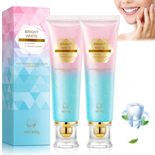 2PCS Niacinamide Whitening Toothpaste, Radiant Teeth Whitening Toothpaste, Enamel Repair Toothpastes, Stain Removal Tooth-Paste Natural, Deep Clean, Fresh Breath, Protect and Bright Teeth