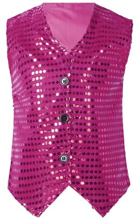 T-shirt pour bébé noir garçon décontracté paillettes costume fête carnaval robe sans manches gilet top garçon t-shirt fluo, Rose, 3-4 ans