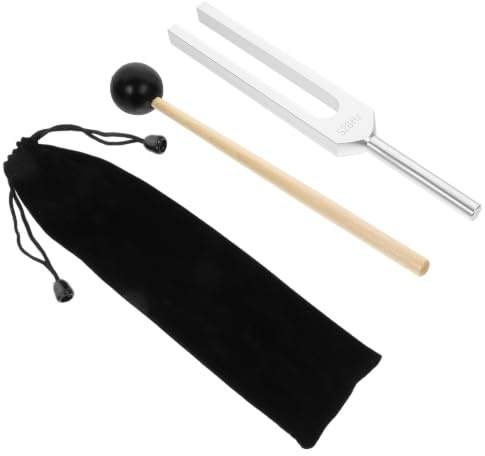 Stimmgabel Silber Satz mit Hammer 528hz aus Aluminiumlegierung | 1 Satz, Holzgriff und Gummiteil, Kreatives Design, für Gitarrenstimmung und Ohrbehandlung