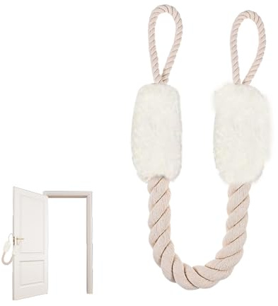 Türkordel Klemmschutz,Türstopper KlinkeTürklinke für Türen,Türklinken Stopper Schutz Baumwolle,Türstopper Seil Griff Tür Offen Halter,Türgriffstopper,Einklemmschutz für Haustier Babys Kinder (Weiß)