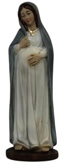 ZICOM Krippenfigur Miniaturfigur Schwangere Maria Mutter Jesu Christi weiß Marienfigur Höhe 8,9cm handbemalt Polyresin, Puppenhaus