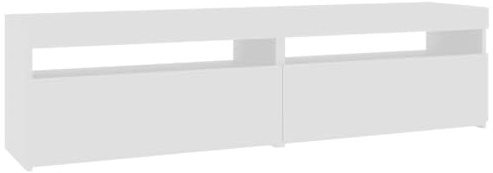 Iiaky Mobile Porta TV 150 cm con LED Armadio per TV Mobile TV Soggiorno Mobile Porta TV in Legno per Soggiorno Camera da Letto-Bianco-75 cm/2X