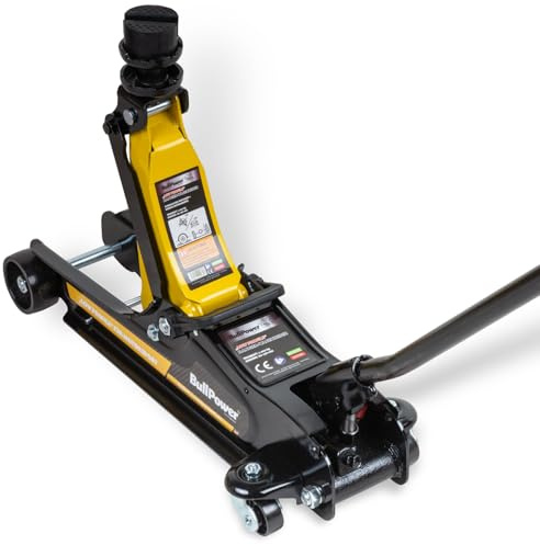 BullPower BP600X Rangierwagenheber - Low Profile Wagenheber, 80-360mm, 2250kg, Racing Wagenheber, Sportwagen, Rennsport mit 35mm-Aufsatz und 2X Gummiauflage